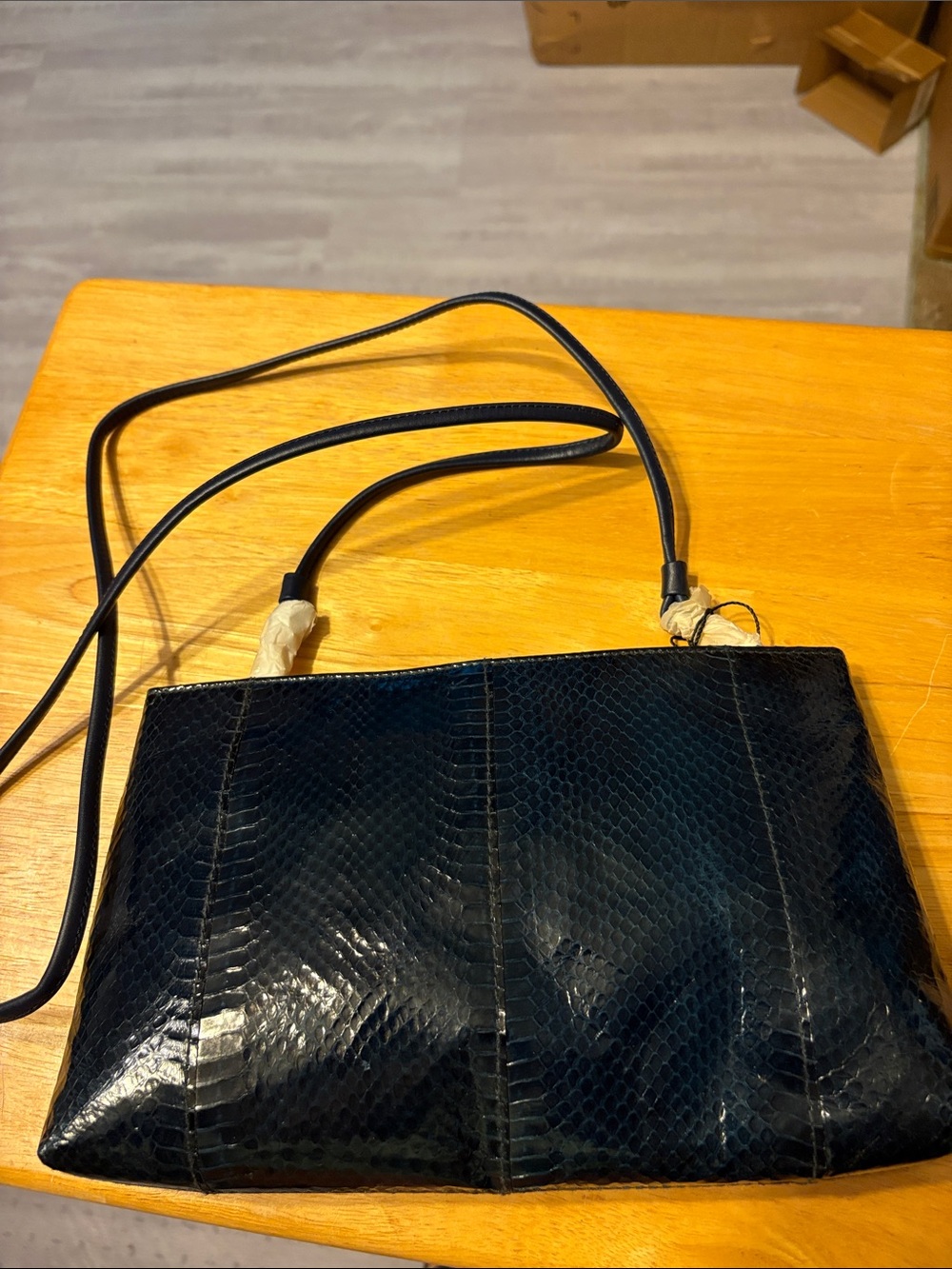 Women’s Black Textured Shoulder Bag with Slim Strap